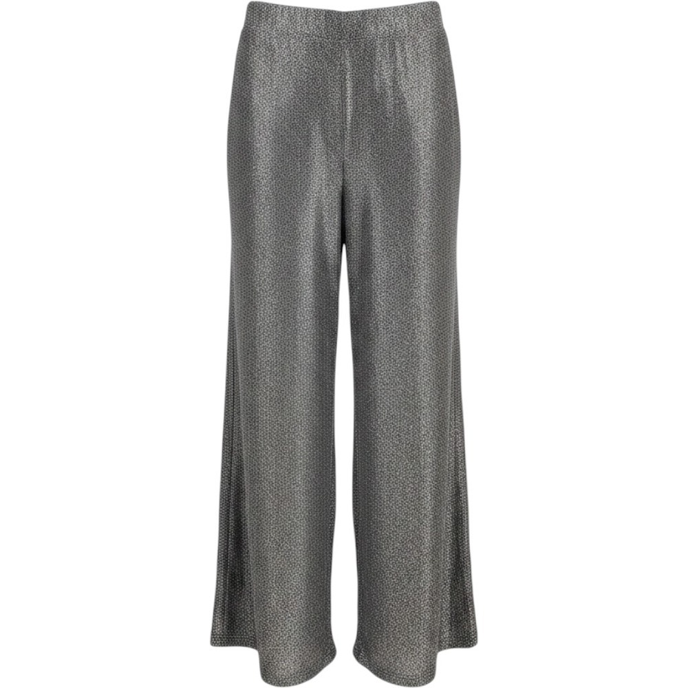 Final Touch Womens L Metallic Silver Glitterā Wide Leg Pants Party Holiday NWOT